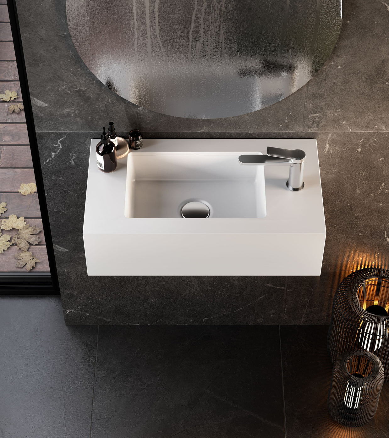 AMY-UN – lavoar încastrabil în blat din compozit acrilic