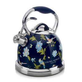 Fierbător pe plită Laura Ashley Elveden Navy, 3 L, inox, cu fluierat, compatibil inducție
