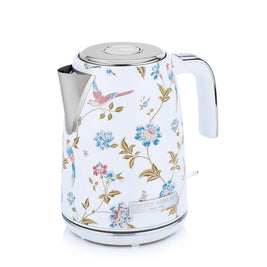 Fierbător electric Laura Ashley Elveden White, 1.7 L, 2200 W, inox, cu filtru anticalcar