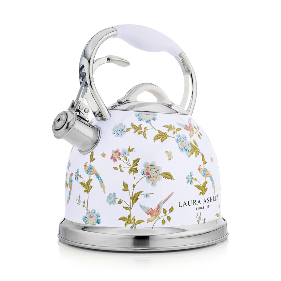 Fierbător pe plită Laura Ashley Elveden White, 3 L, inox, cu fluierat, compatibil inducție