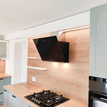 Mobilier de bucătărie NORVINIA din MDF termoformat cu insulă din cuarț compozit