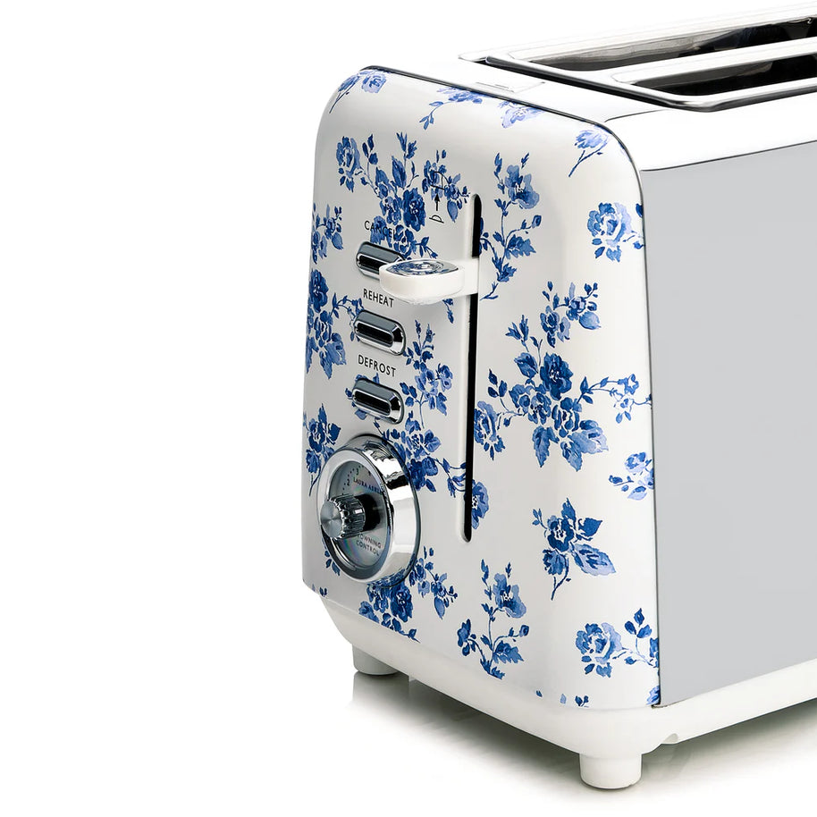 Prăjitor de pâine Laura Ashley, 2 felii, inox, 7 trepte de rumenire, funcție de dezghețare
