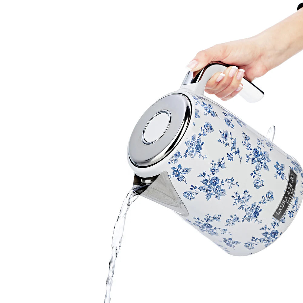 Fierbător electric Laura Ashley China Rose, 1.7 L, 2200 W, inox, cu filtru anticalcar