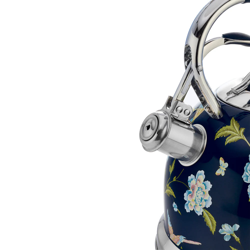 Fierbător pe plită Laura Ashley Elveden Navy, 3 L, inox, cu fluierat, compatibil inducție