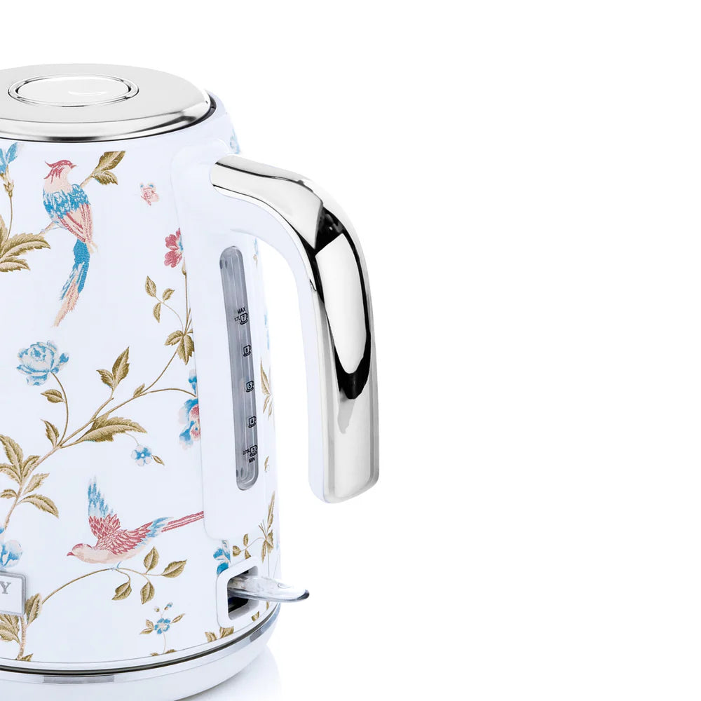 Fierbător electric Laura Ashley Elveden White, 1.7 L, 2200 W, inox, cu filtru anticalcar