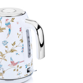 Fierbător electric Laura Ashley Elveden White, 1.7 L, 2200 W, inox, cu filtru anticalcar