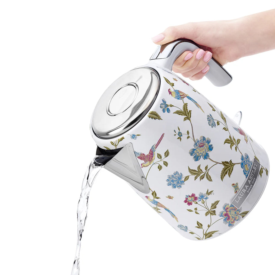 Fierbător electric Laura Ashley Elveden White, 1.7 L, 2200 W, inox, cu filtru anticalcar