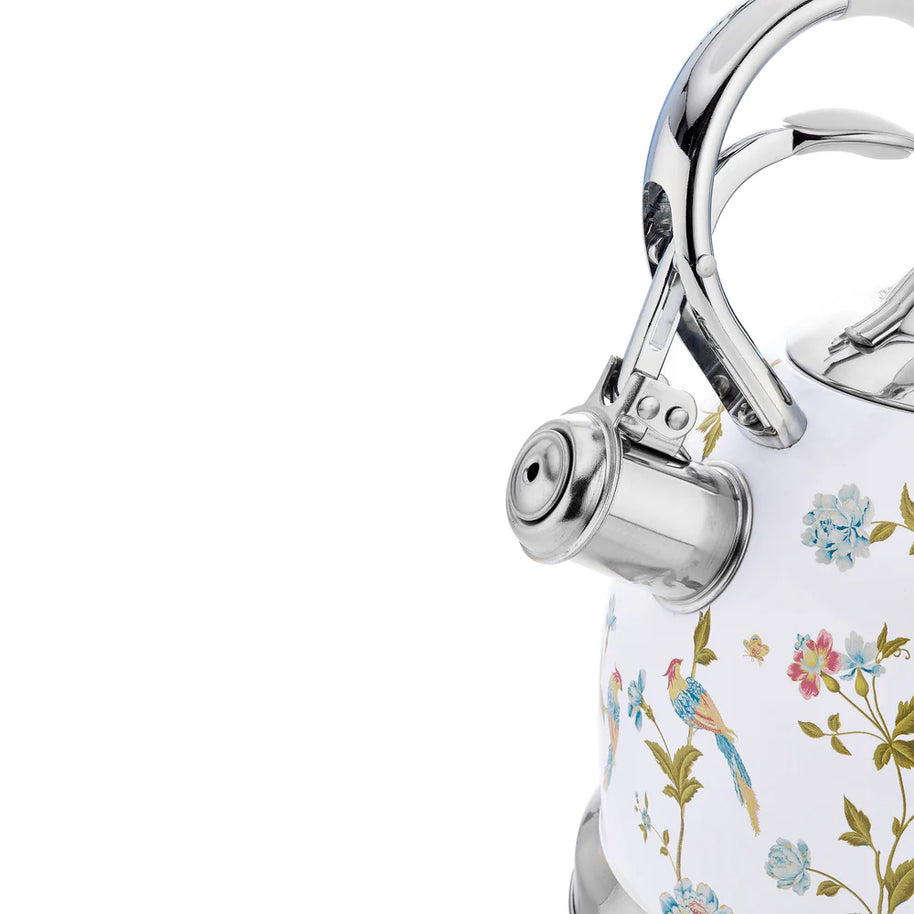 Fierbător pe plită Laura Ashley Elveden White, 3 L, inox, cu fluierat, compatibil inducție