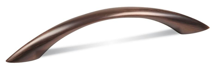 Mâner pentru mobilier Tulip Piombina – cupru antichizat închis (old copper), finisaj șlefuit, zamac, interax 96 mm