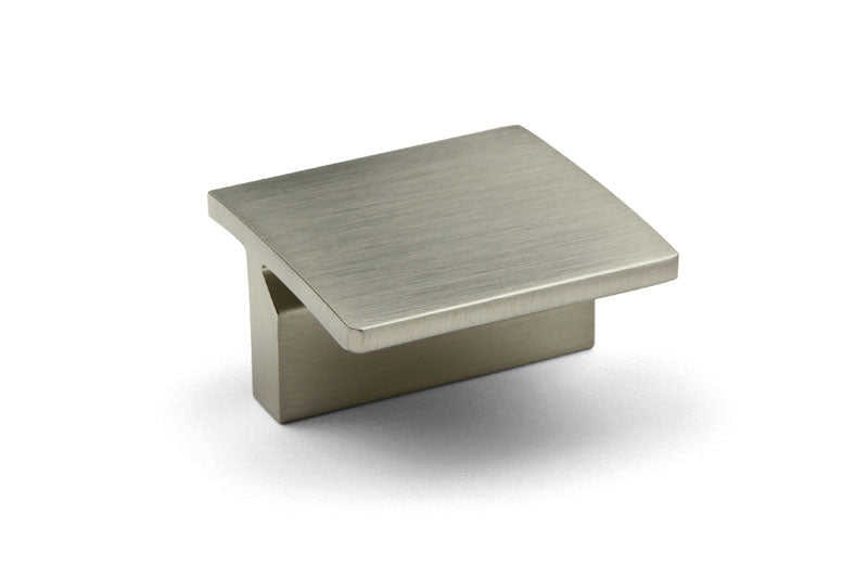 Buton mobilier Tulip Prisma – imitație inox, pătrat, 40 × 40 mm, interax 32 mm (aluminiu)