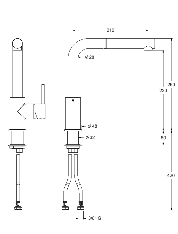 68936 BATERIE PENTRU BUCĂTĂRIE MONOCOMANDĂ CU DUȘ EXTRACTIBIL - crom