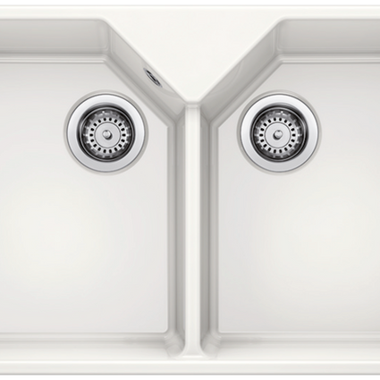 Chiuvetă bucătărie ceramică Blanco VILLAE Double Farmhouse alb lucios 794 × 490 mm