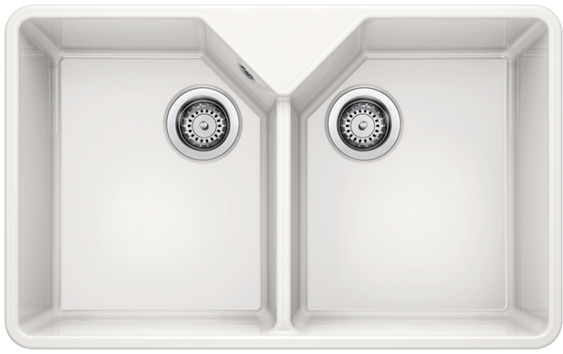 Chiuvetă bucătărie ceramică Blanco VILLAE Double Farmhouse alb lucios 794 × 490 mm