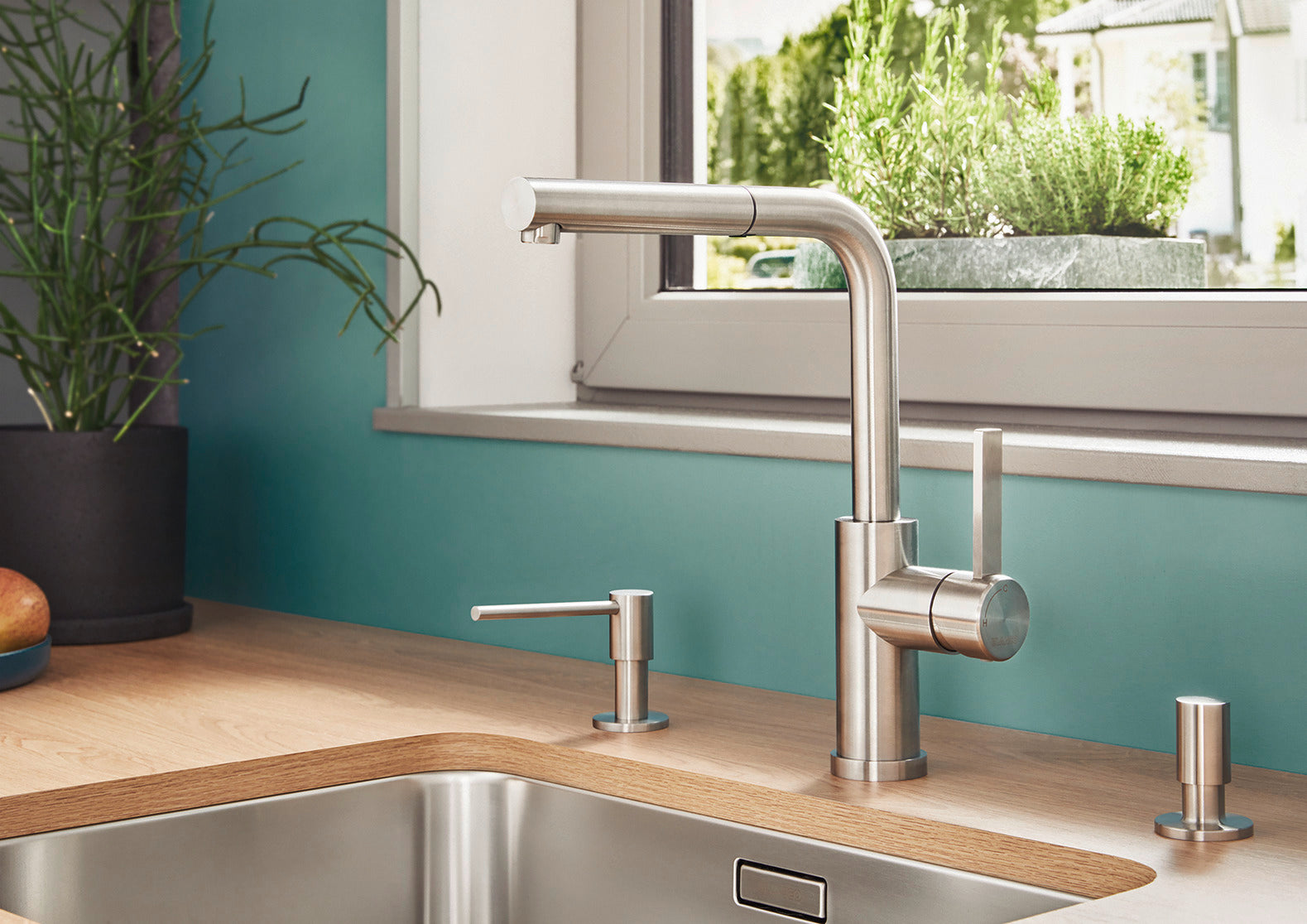 Baterie bucătărie Blanco LANORA-S-F – inox masiv perlat HD