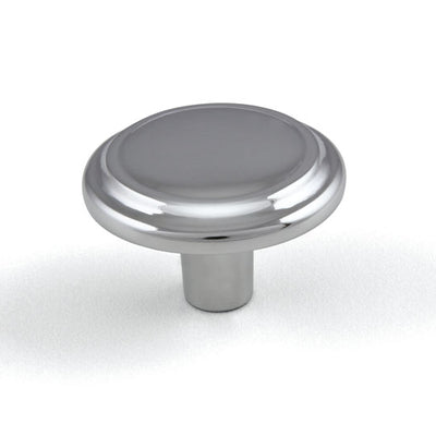 Buton mobilier Turia – crom lucios, rotund, 32×20 mm, cu șurub