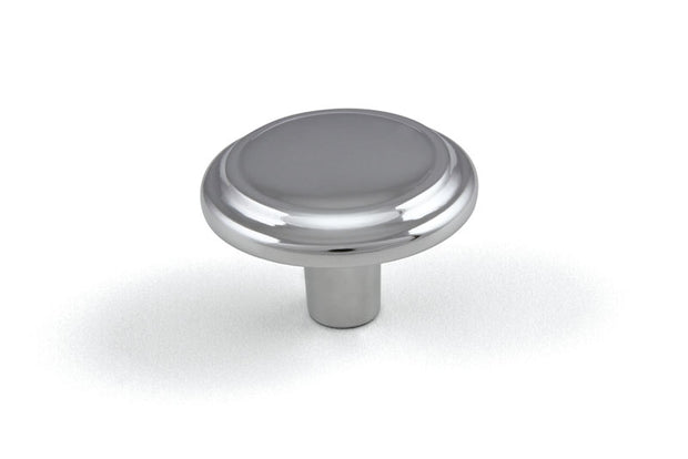 Buton mobilier Turia – crom lucios, rotund, 32×20 mm, cu șurub