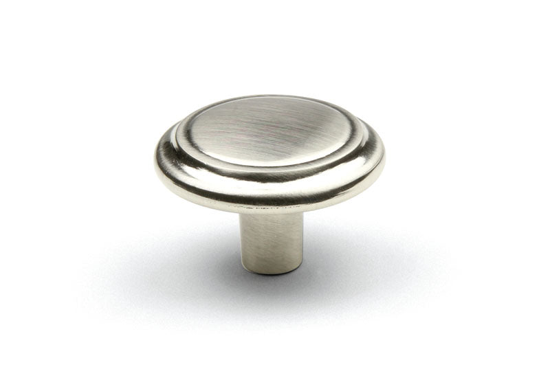 Buton mobilier Turia – nichel, rotund, 32×20 mm, cu șurub