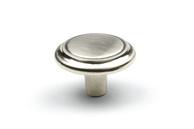 Buton mobilier Turia – nichel, rotund, 32×20 mm, cu șurub