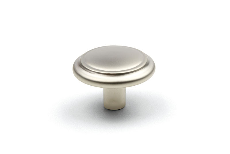 Buton mobilier Turia – nichel satinat, rotund, 32×20 mm, cu șurub