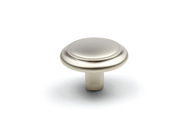 Buton mobilier Turia – nichel satinat, rotund, 32×20 mm, cu șurub