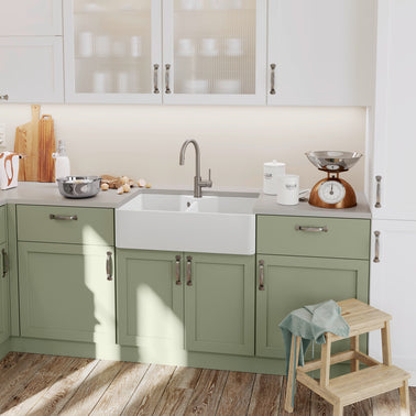 Chiuvetă bucătărie ceramică Blanco VILLAE Double Farmhouse alb lucios 794 × 490 mm