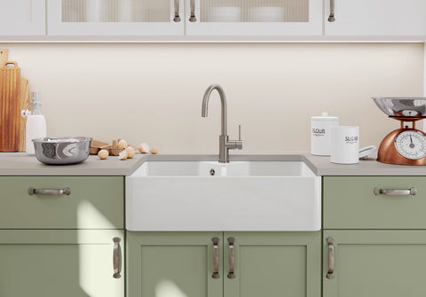 Chiuvetă bucătărie ceramică Blanco VILLAE Double Farmhouse alb lucios 794 × 490 mm