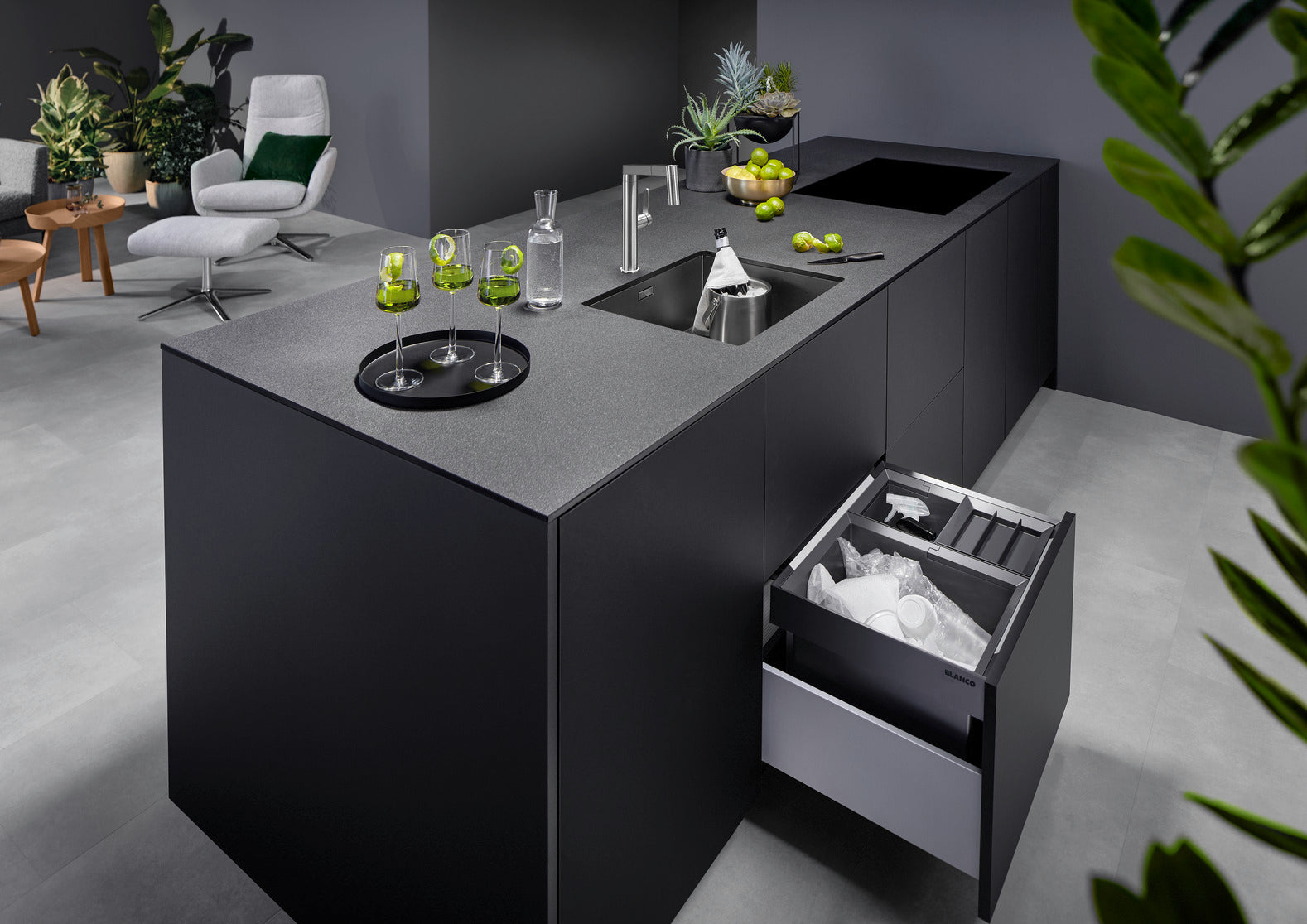 Chiuvetă bucătărie inox Blanco ZEROX 500-U Dark Steel 540 × 440 mm