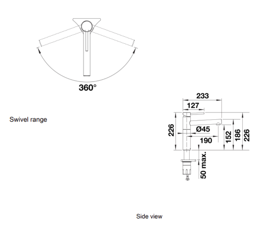 Baterie bucătărie Blanco ALTA II – satin gold HD