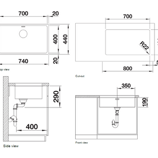 Chiuvetă bucătărie inox Blanco ANDANO 700-U 740 × 440 mm