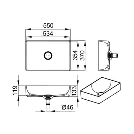 ARIANA 550 V-ON – lavoar pe blat din compozit acrilic