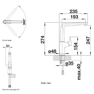 Baterie bucătărie  Blanco AVONA-S – Silgranit-look negru HD
