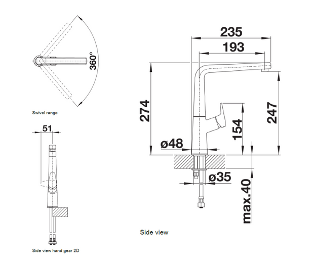 Baterie bucătărie  Blanco AVONA-S – Silgranit-look negru HD