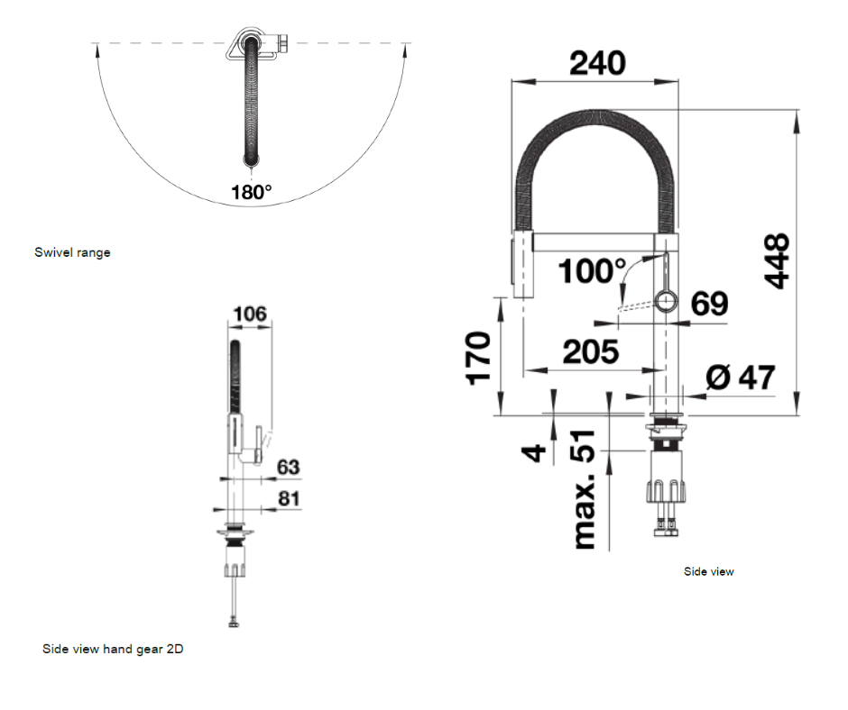 Baterie bucătărie Blanco CULINA-S II Mini – negru mat HD