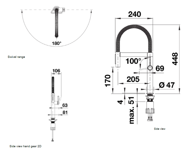 Baterie bucătărie Blanco CULINA-S II Mini – negru mat HD