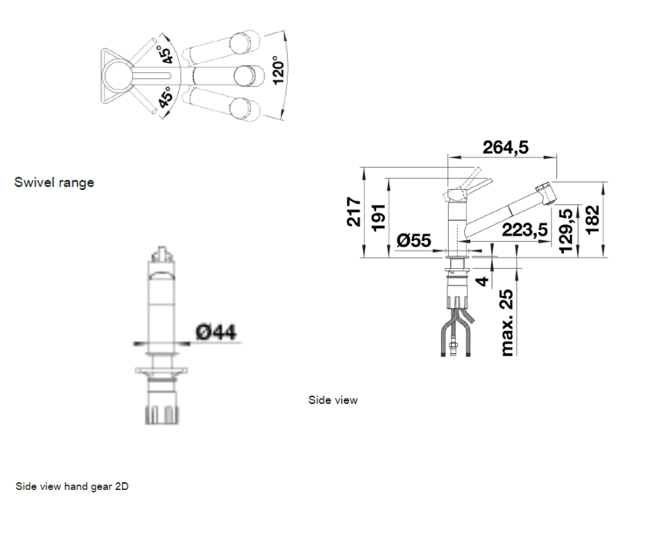 Baterie bucătărie Blanco KANO-S VARIO Silgranit Look - alb/crom HD