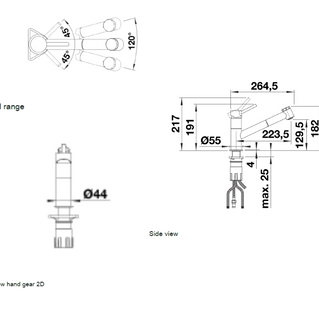 Baterie bucătărie Blanco KANO-S VARIO Silgranit Look - alb/crom HD