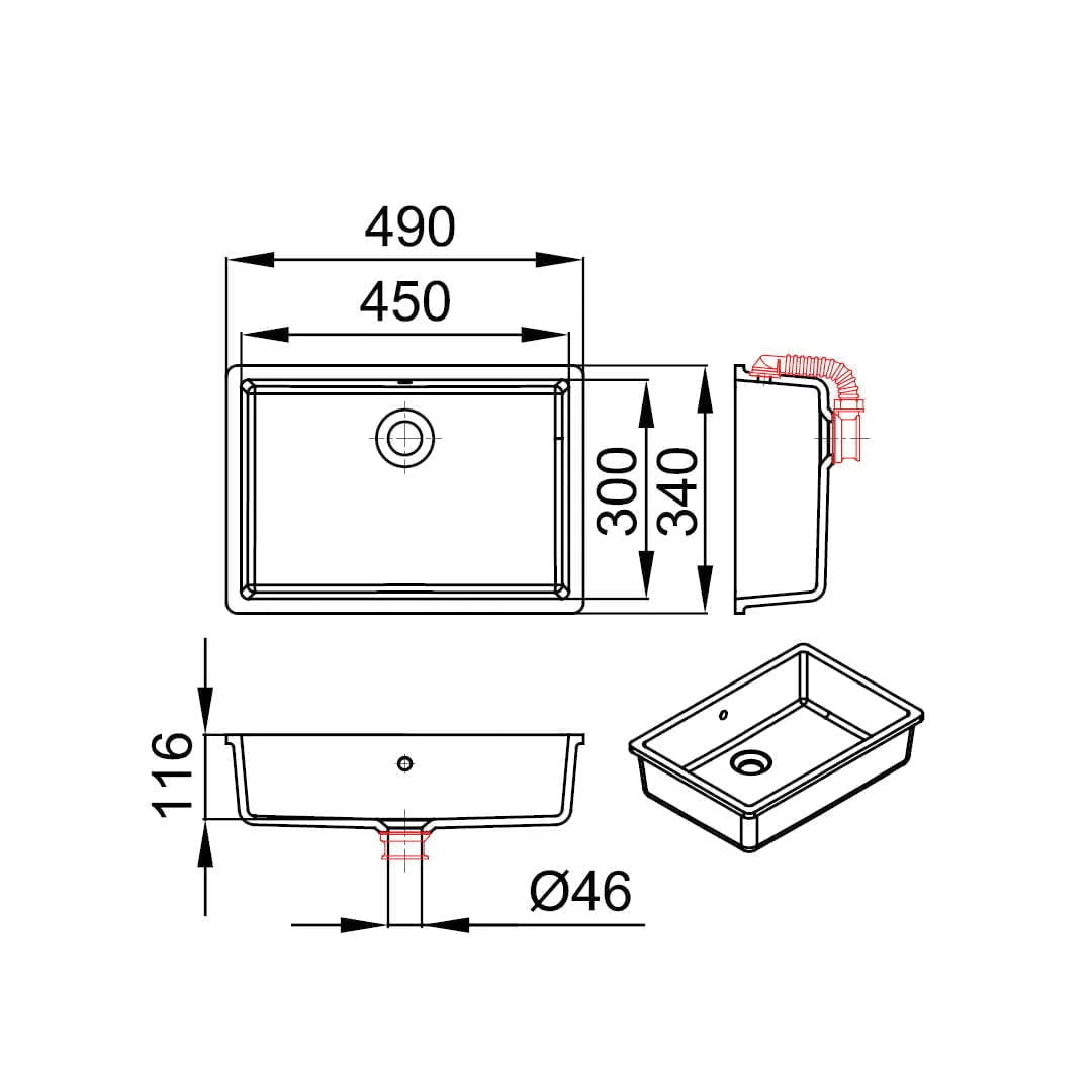 BRINA-UN – lavoar încastrabil în blat din compozit acrilic