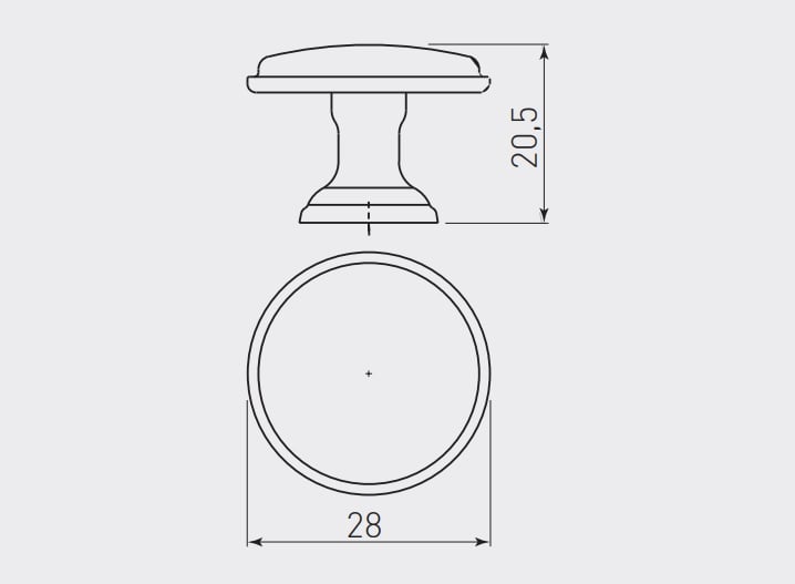 Buton mobilă Cento D28 mm, argintiu antichizat