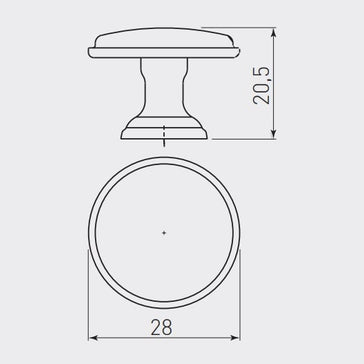 Buton mobilă Cento D28 mm, argintiu antichizat