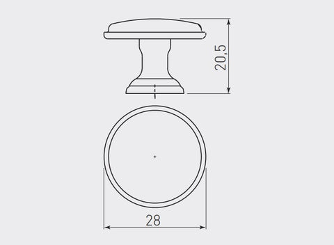 Buton mobilă Cento D28 mm, argintiu antichizat