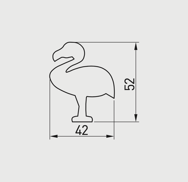 Buton mobilă copii FLAMINGO 42x52 mm, gri