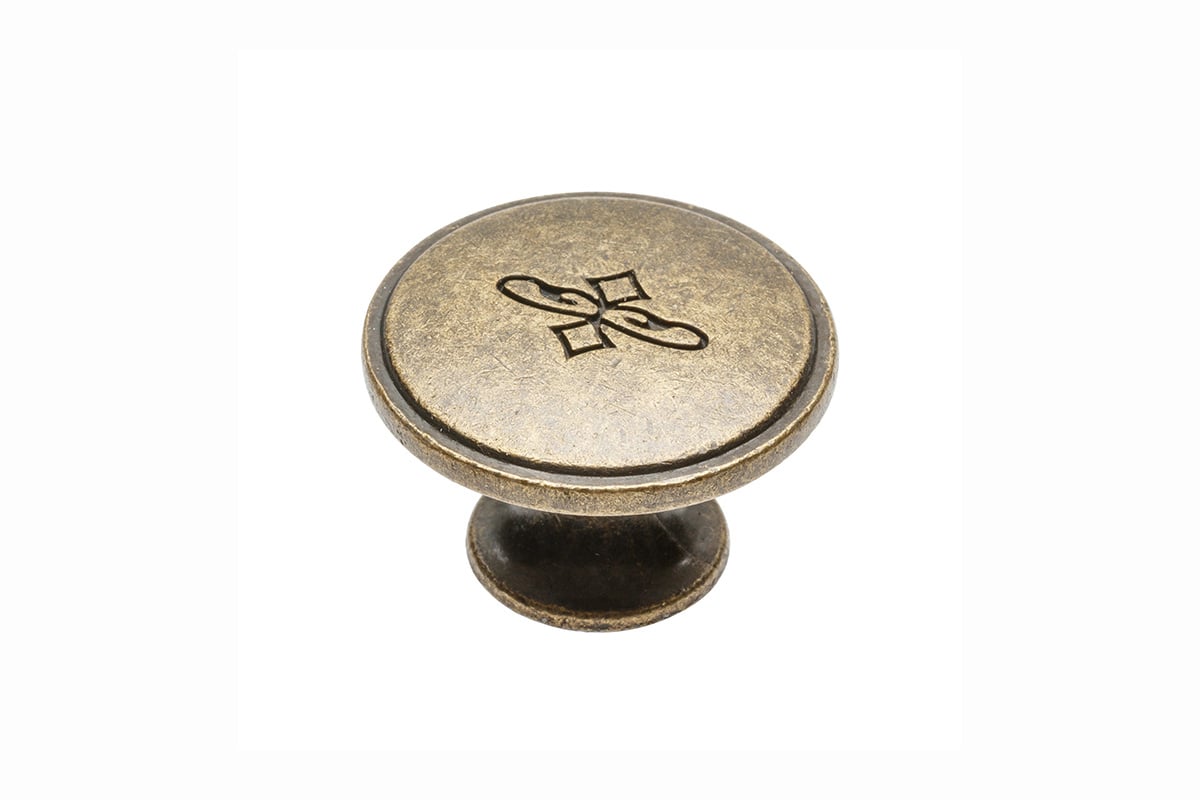 Buton mobilă OLBIA D32 mm, alamă antichizată