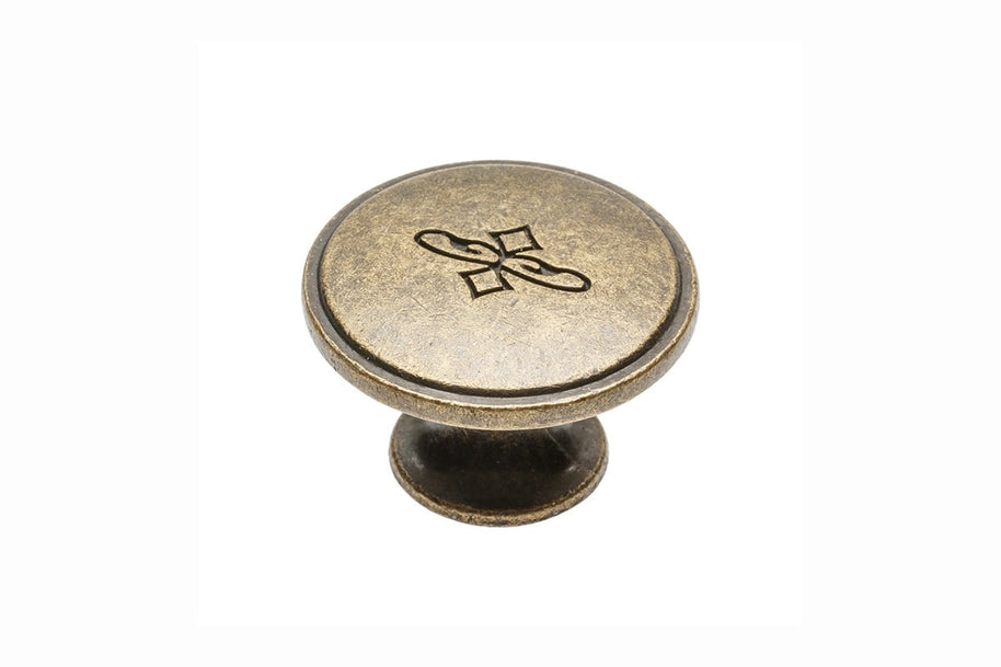 Buton mobilă OLBIA D32 mm, alamă antichizată