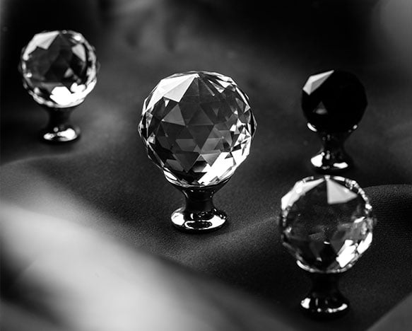 Buton mobilă WHITE CRYSTAL D20 mm, crom