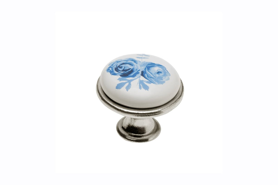 Buton mobilă BLUE ROSE, argintiu