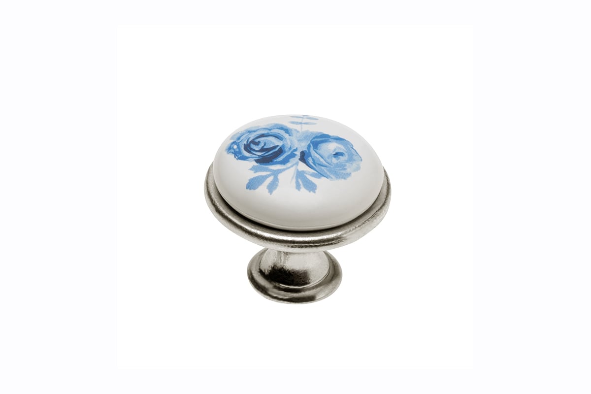 Buton mobilă BLUE ROSE, argintiu