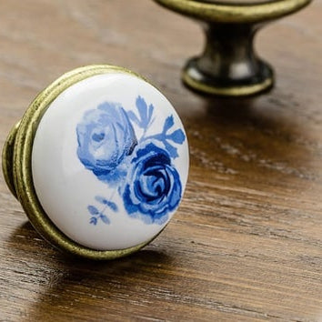 Buton mobilă BLUE ROSE, auriu