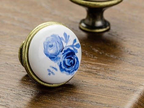 Buton mobilă BLUE ROSE, auriu