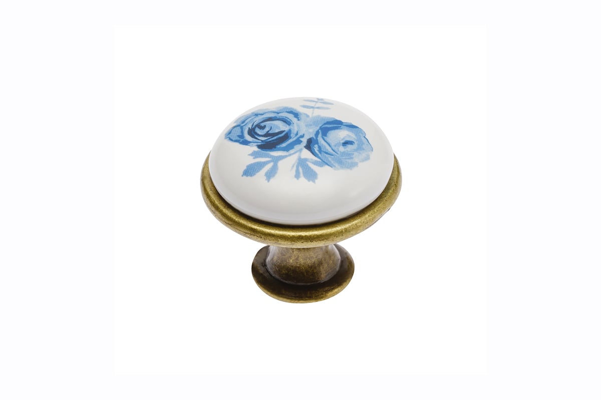 Buton mobilă BLUE ROSE, auriu