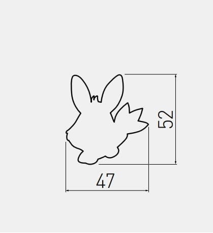 Buton mobilă copii IEPURAȘ, 47x52 mm, roz